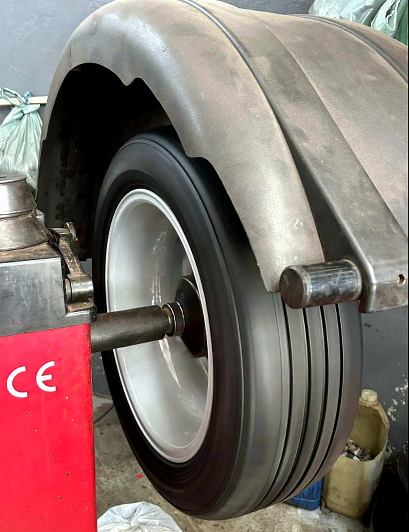Balanceamento de roda em funcionamento